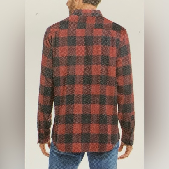 Weatherproof Vintage Mens MEDIUM M Flannel Button Down Shirt RED BLACK PLAID - Picture 2 of 3